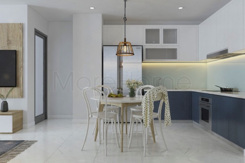 Thiết kế bàn ăn khá nhỏ gọn, không đi sâu vào các chi tiết cầu kỳ mà thay vào đó là cảm giác dễ chịu và thuận tiện trong quá trình dùng bữa Mẫu bàn ăn hiện đại cho chung cư