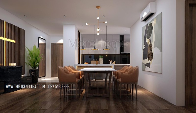 Bộ bàn ghế ăn hiện đại được sử dụng chất liệu nệm màu nâu, được thiết kế đơn giản giúp người ngồi có được cảm giác êm ái, thoải mái Mẫu bàn ăn hiện đại cho chung cư