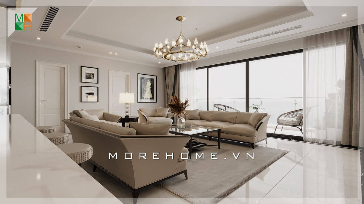 Mẫu sofa cao cấp làm bật tone không gian phòng khách một cách triệt để. Thiết kế nội thất phòng khách biệt thự